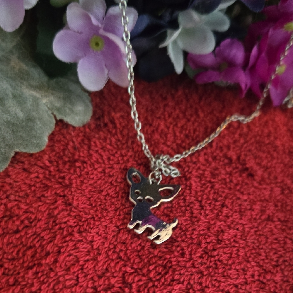 Silver Chihuahua Pendant Necklace